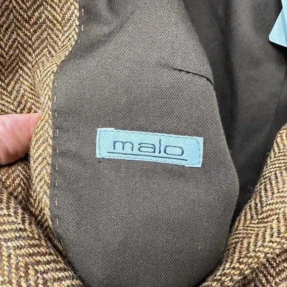 Malo Mens Virgin Fleece Wool One Button Blazer Sport Coat Herringbone 36‎ Small